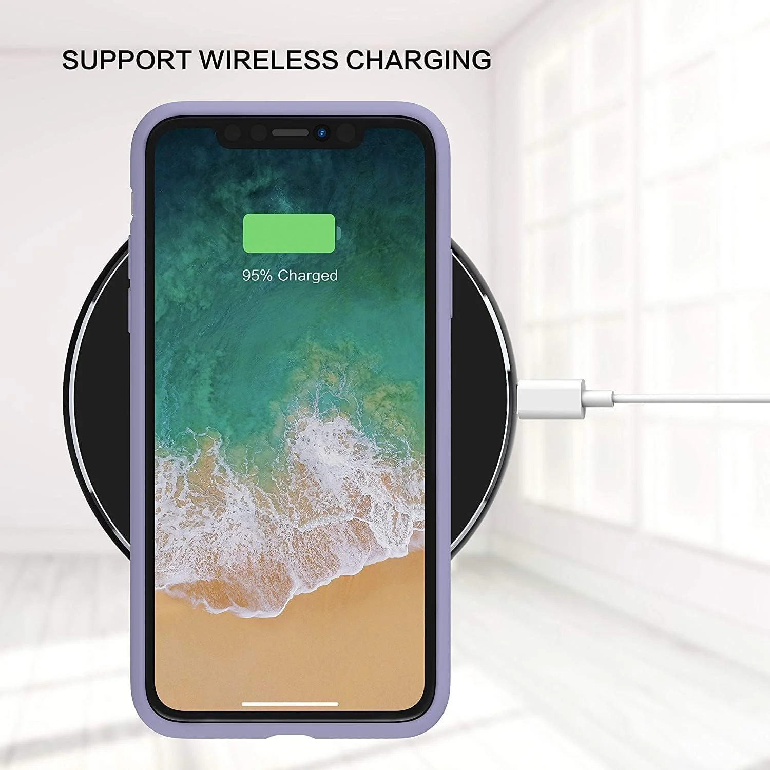 قاب گوشی NC آیفون 13 - کاور سیلیکونی گوشی | سازگار با شارژ بی‌سیم، قاب محافظ ضد ضربه 360 درجه برای اپل آیفون 13 (خاکستری اسطوخودوسی، آیفون 13)