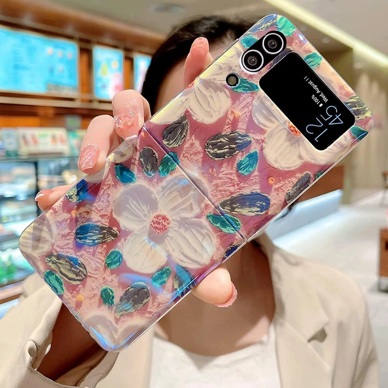 قاب گوشی نقاشی رنگ روغن سه بعدی کاملیا SYOSI، قاب گوشی با پوشش کامل لنز دوربین، ضد ضربه، طرح فانتزی درخشان، مناسب برای گوشی سامسونگ گلکسی زد فلیپ 4 قاب گوشی نقاشی رنگ روغن سه بعدی کاملیا SYOSI، قاب گوشی با پوشش کامل لنز دوربین، ضد ضربه، طرح فانتزی درخشان، مناسب برای گوشی سامسونگ گلکسی زد فلیپ 4