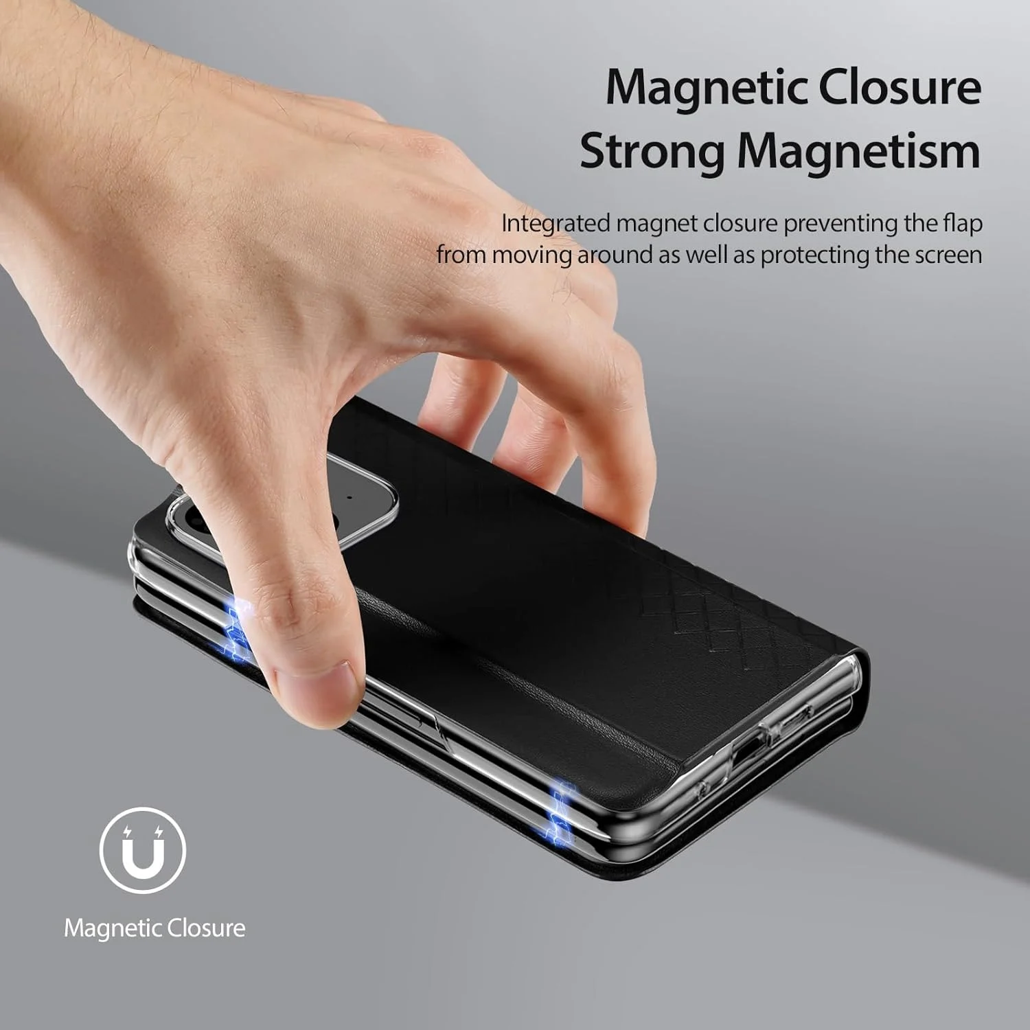 کیف پول چرمی لوکس Gruattreay سازگار با Google Pixel 9 Pro Fold، کاور تاشو با پایه و محافظت کامل به همراه جای کارت برای Pixel 9 Pro Fold (مشکی)