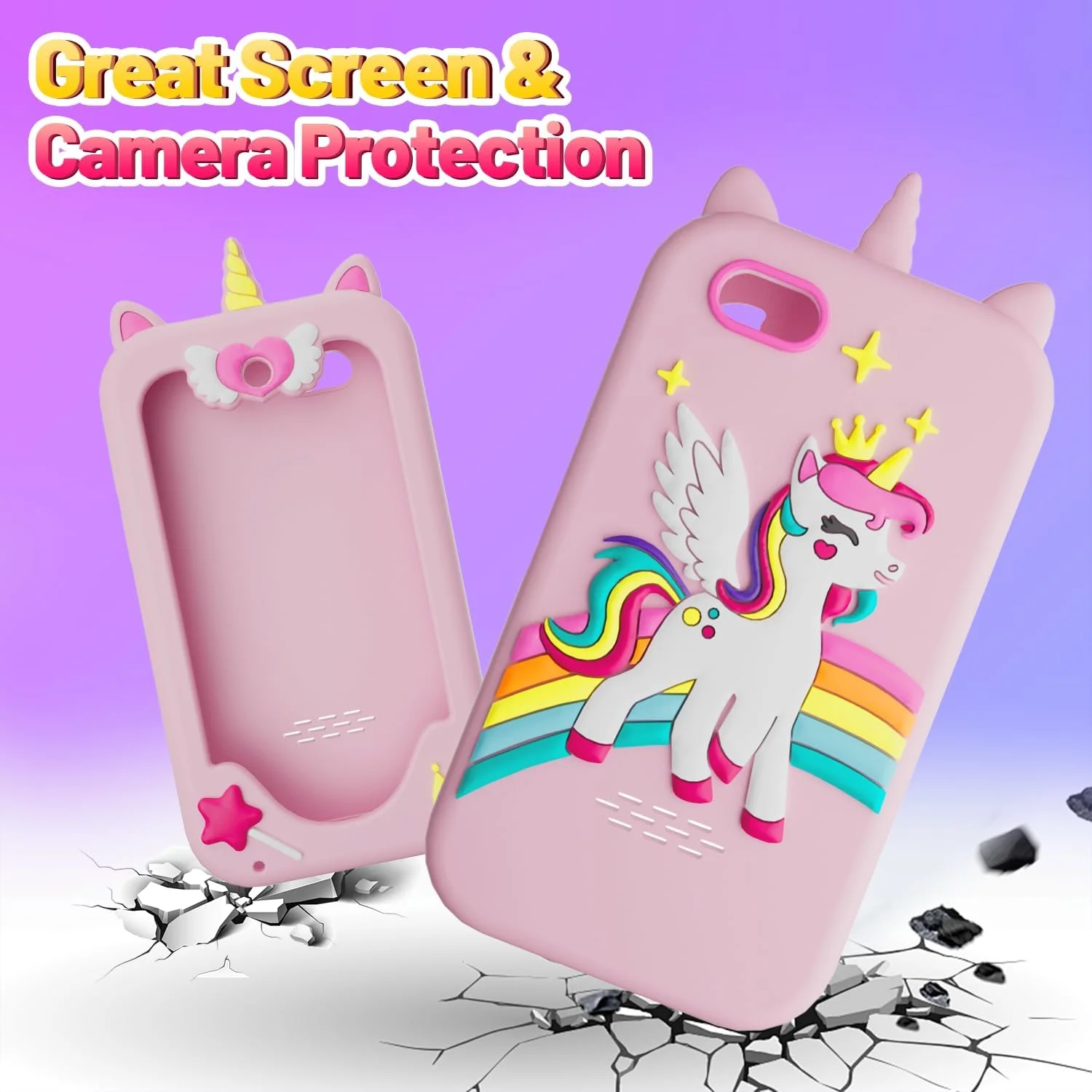 کاور سیلیکونی ERTYU برای اسباب بازی تلفن هوشمند کودکان، با لمس نرم و ابریشمی، محافظت کامل از بدنه تلفن کودک، ضد ضربه، لبه های برجسته برای محافظت از دوربین و صفحه نمایش، اسباب بازی تک شاخ برای دختران 3 تا 8 سال کاور سیلیکونی ERTYU برای اسباب بازی تلفن هوشمند کودکان، با لمس نرم و ابریشمی، محافظت کامل از بدنه تلفن کودک، ضد ضربه، لبه های برجسته برای محافظت از دوربین و صفحه نمایش، اسباب بازی تک شاخ برای دختران 3 تا 8 سال