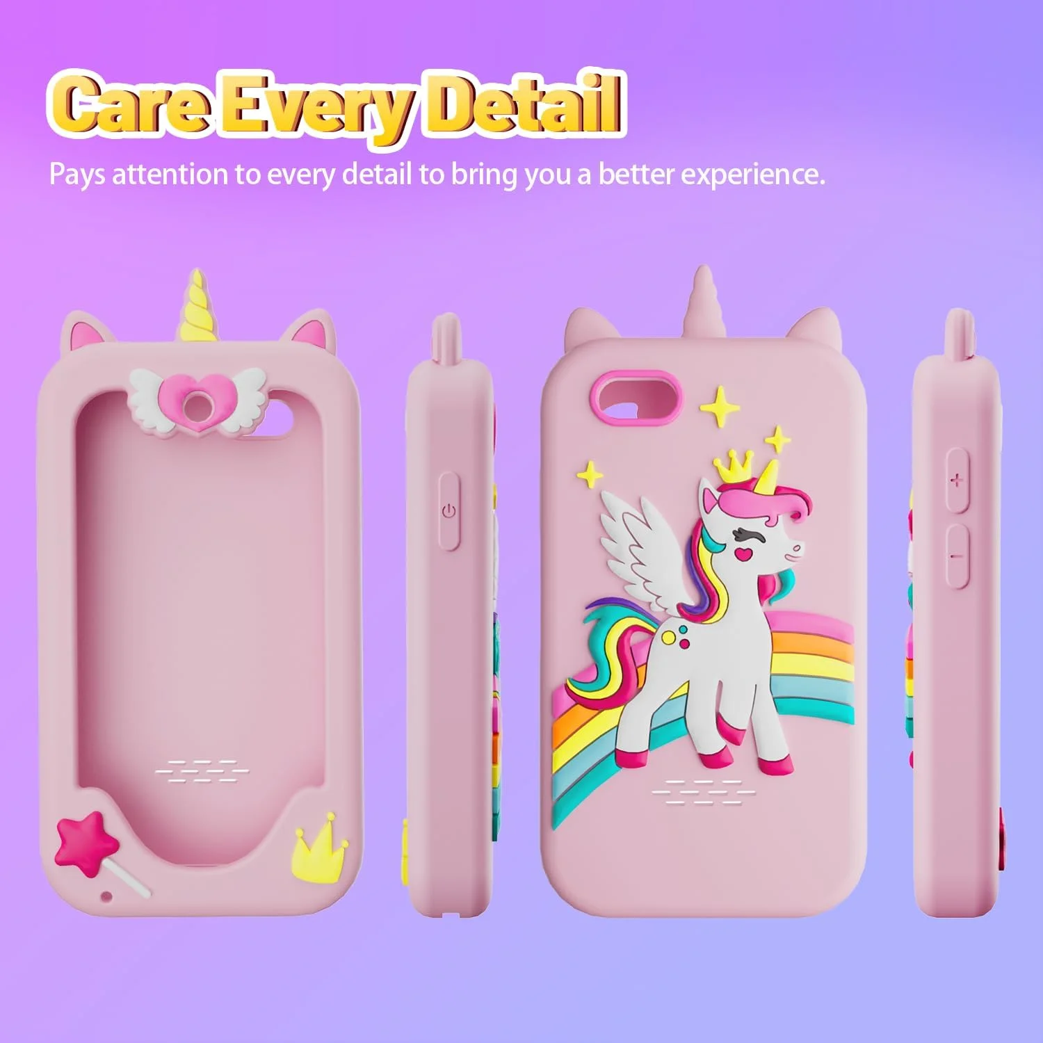 کاور سیلیکونی ERTYU برای اسباب بازی تلفن هوشمند کودکان، با لمس نرم و ابریشمی، محافظت کامل از بدنه تلفن کودک، ضد ضربه، لبه های برجسته برای محافظت از دوربین و صفحه نمایش، اسباب بازی تک شاخ برای دختران 3 تا 8 سال کاور سیلیکونی ERTYU برای اسباب بازی تلفن هوشمند کودکان، با لمس نرم و ابریشمی، محافظت کامل از بدنه تلفن کودک، ضد ضربه، لبه های برجسته برای محافظت از دوربین و صفحه نمایش، اسباب بازی تک شاخ برای دختران 3 تا 8 سال