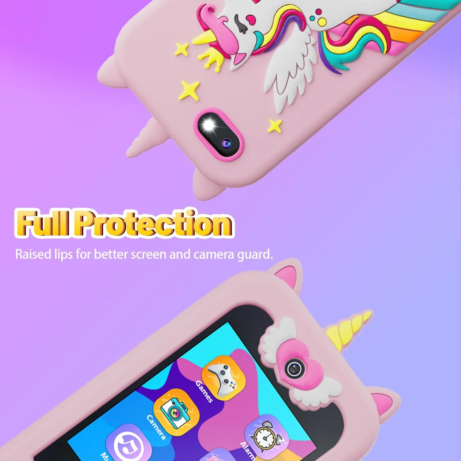 کاور سیلیکونی ERTYU برای اسباب بازی تلفن هوشمند کودکان، با لمس نرم و ابریشمی، محافظت کامل از بدنه تلفن کودک، ضد ضربه، لبه های برجسته برای محافظت از دوربین و صفحه نمایش، اسباب بازی تک شاخ برای دختران 3 تا 8 سال کاور سیلیکونی ERTYU برای اسباب بازی تلفن هوشمند کودکان، با لمس نرم و ابریشمی، محافظت کامل از بدنه تلفن کودک، ضد ضربه، لبه های برجسته برای محافظت از دوربین و صفحه نمایش، اسباب بازی تک شاخ برای دختران 3 تا 8 سال