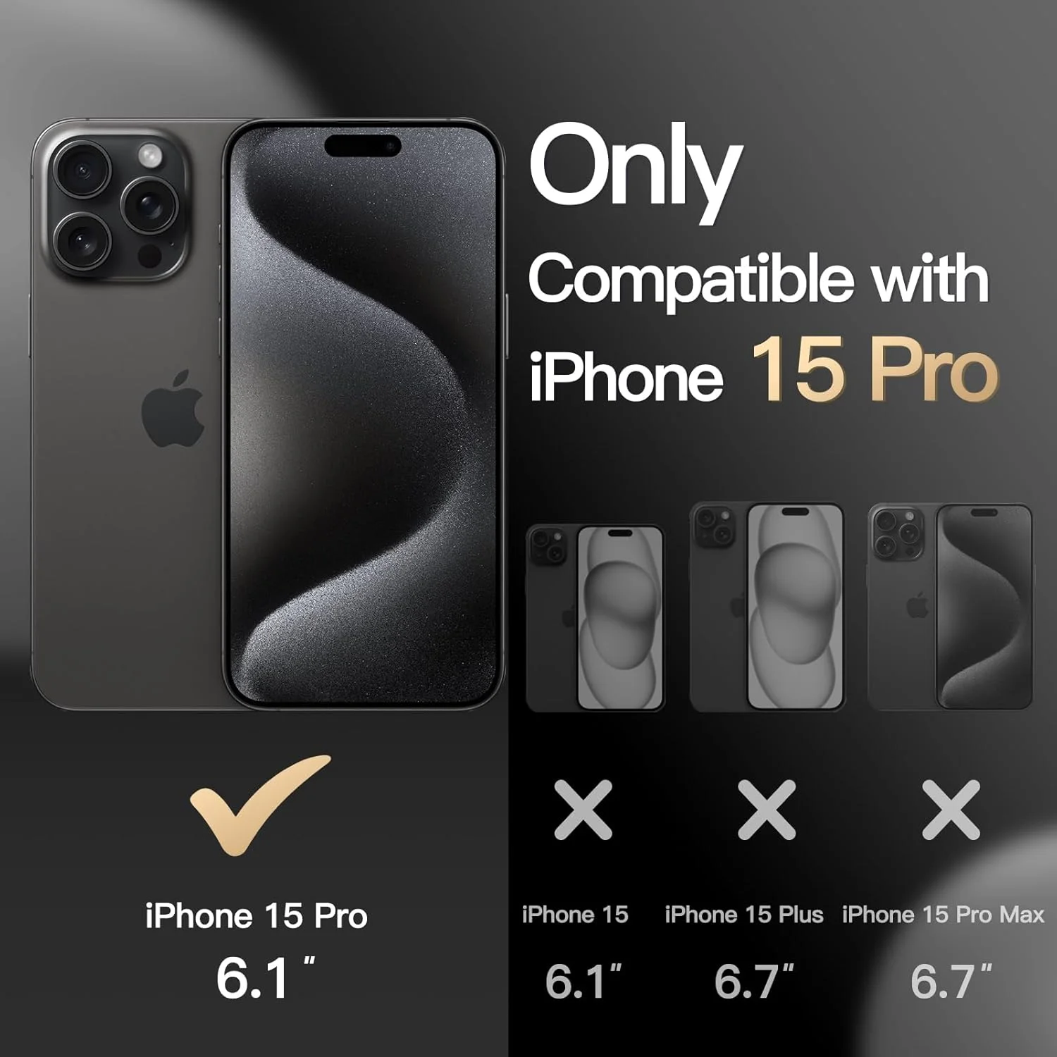 کاور محافظ دو لایه مقاوم JETech برای آیفون 15 پرو 6.1 اینچی، ضد ضربه با پشت مات (مشکی)