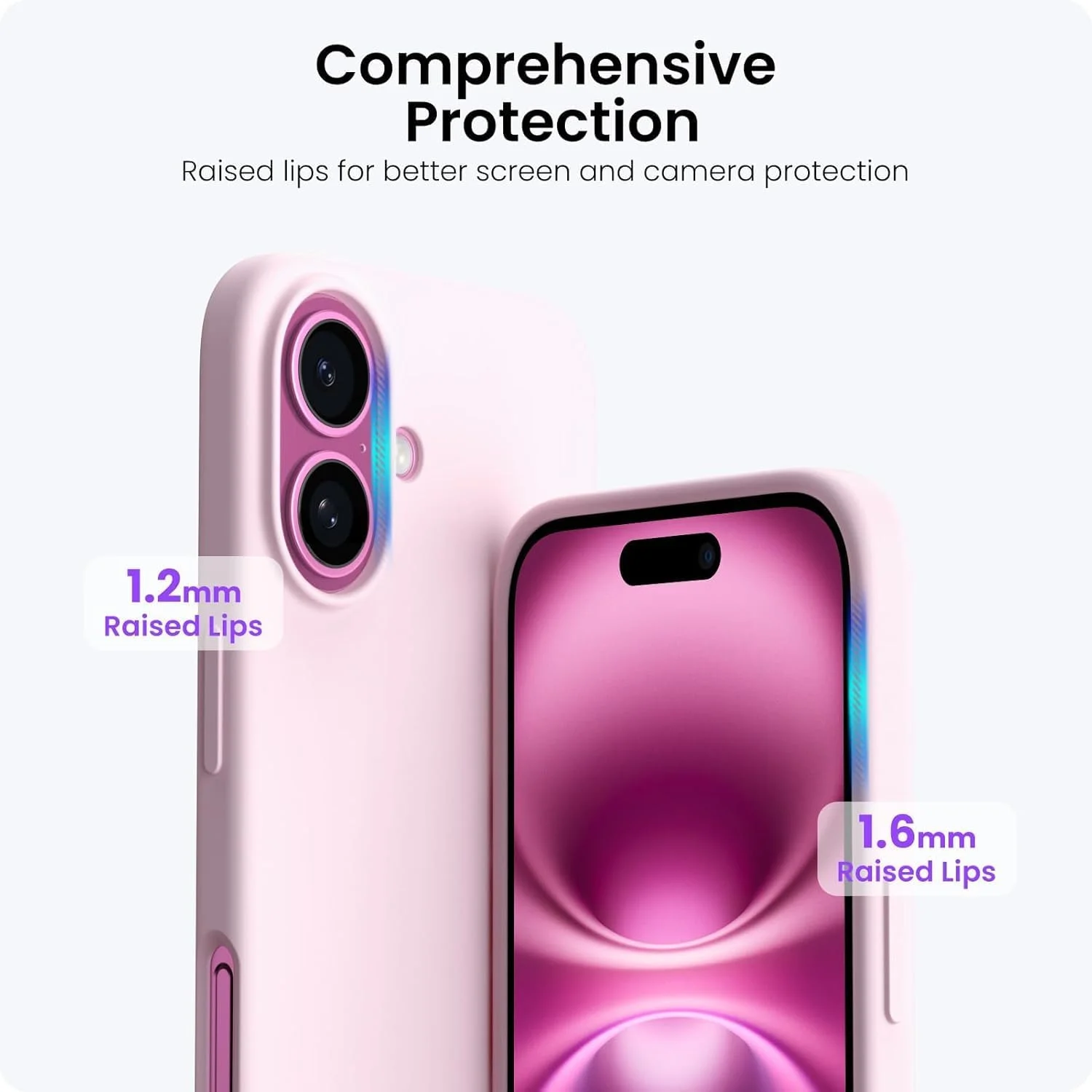 قاب سیلیکونی باریک و نرم گوشی آیفون 16 (6.1 اینچ) با پوشش کامل 3 لایه، ضد ضربه و ضد خش - صورتی قاب سیلیکونی باریک و نرم گوشی آیفون 16 (6.1 اینچ) با پوشش کامل 3 لایه، ضد ضربه و ضد خش - صورتی