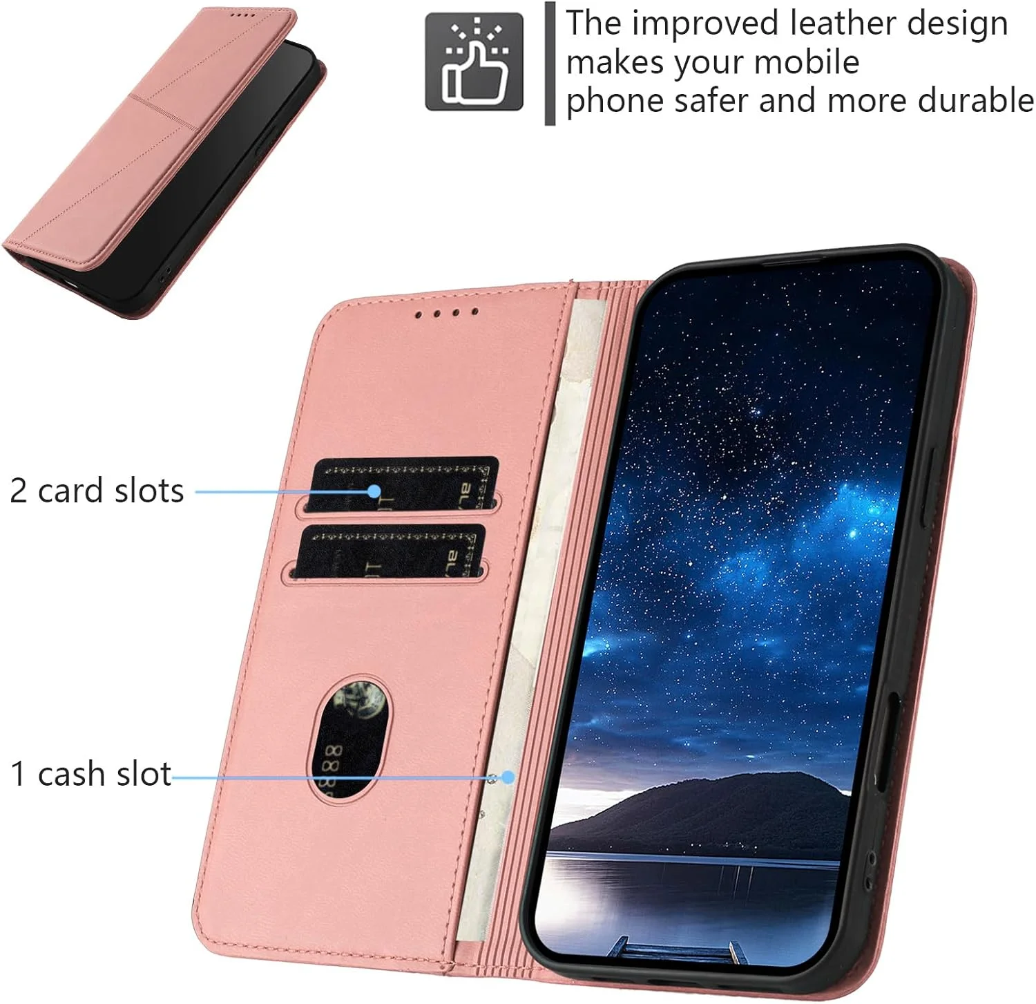 کاور سازگار با گوگل پیکسل 8a، دارای قفل مغناطیسی [چرم PU + قاب گوشی] کیف پول دارای جای کارت و پایه تاشو - صورتی