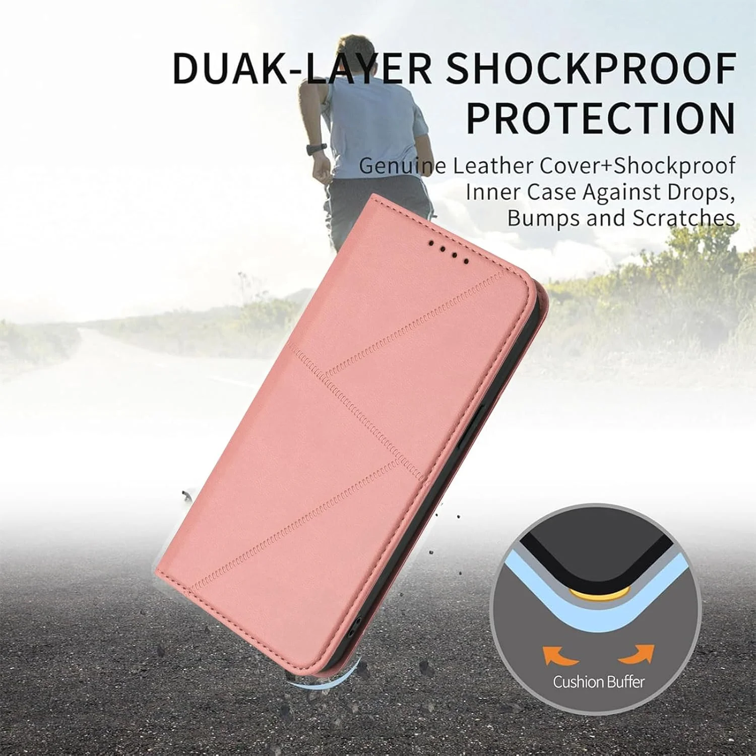 کاور سازگار با گوگل پیکسل 8a، دارای قفل مغناطیسی [چرم PU + قاب گوشی] کیف پول دارای جای کارت و پایه تاشو - صورتی