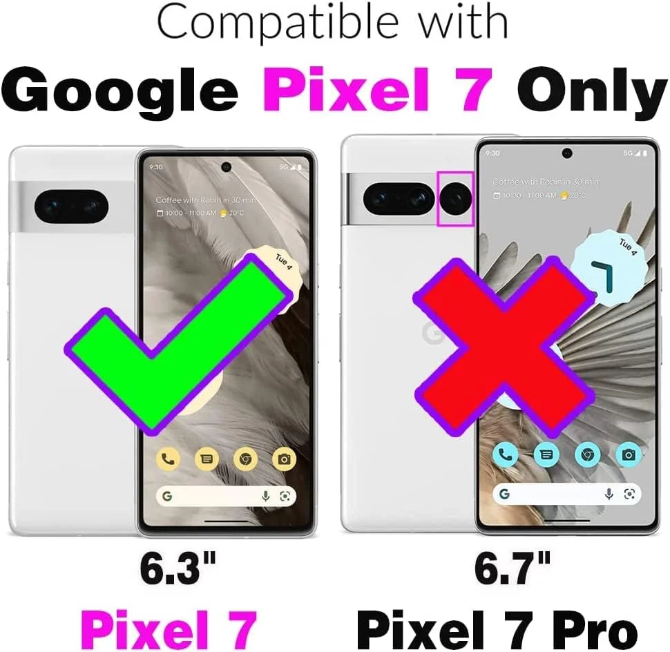 کیف پول گوشی Asuwish برای گوگل پیکسل 7 5G با محافظ صفحه نمایش شیشه ای و بند مچی، دارای زیپ و جای کارت اعتباری، لوازم جانبی گوشی موبایل پیکسل 7 پیکسلی سون 6.3 زنانه مردانه صورتی