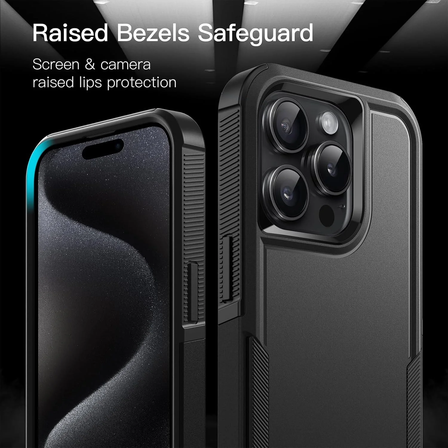 کاور محافظ دو لایه مقاوم JETech برای آیفون 15 پرو 6.1 اینچی، ضد ضربه با پشت مات (مشکی)