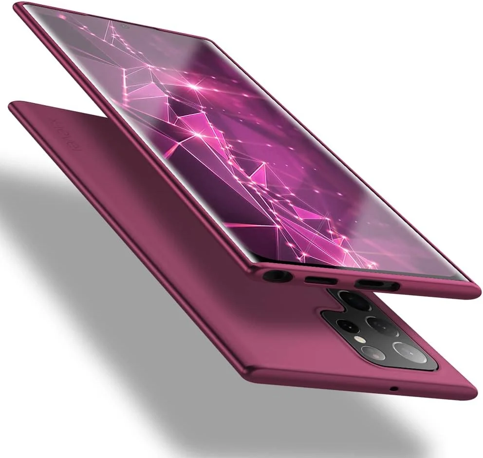 کاور محافظ گوشی سامسونگ گلکسی S22 Ultra مدل X-Level باریک و نرم TPU سری Guardian، پوشش پشتی گوشی S22 Ultra، محافظ سبک وزن با روکش مات، سازگار با سامسونگ S22 Ultra - قرمز شرابی