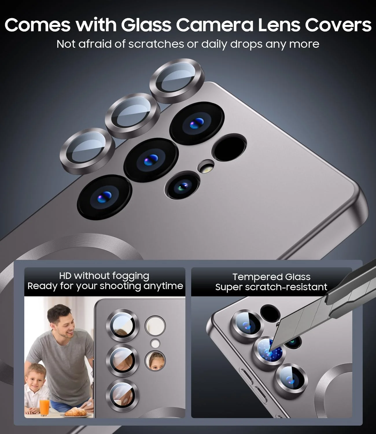 قاب مغناطیسی گوشی سامسونگ گلکسی S23 Ultra 5G، سازگار با Mag-Safe، کاور سیلیکونی باریک و محافظ لنز دوربین داخلی، ضد ضربه، خاکستری