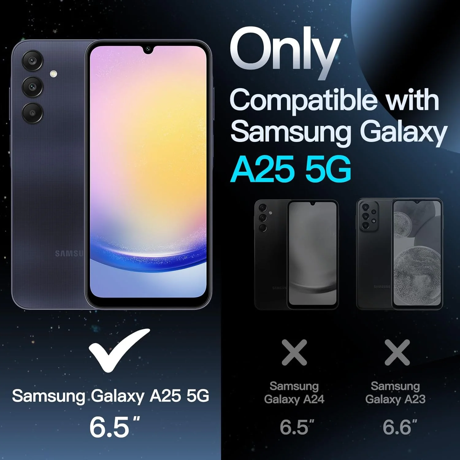 کاور مات JETech برای گوشی سامسونگ گلکسی A25 5G سایز 6.5 اینچ با محافظت ارتقا یافته دوربین، کاور محافظ گوشی ضد ضربه با پشت مات نیمه شفاف (مشکی)