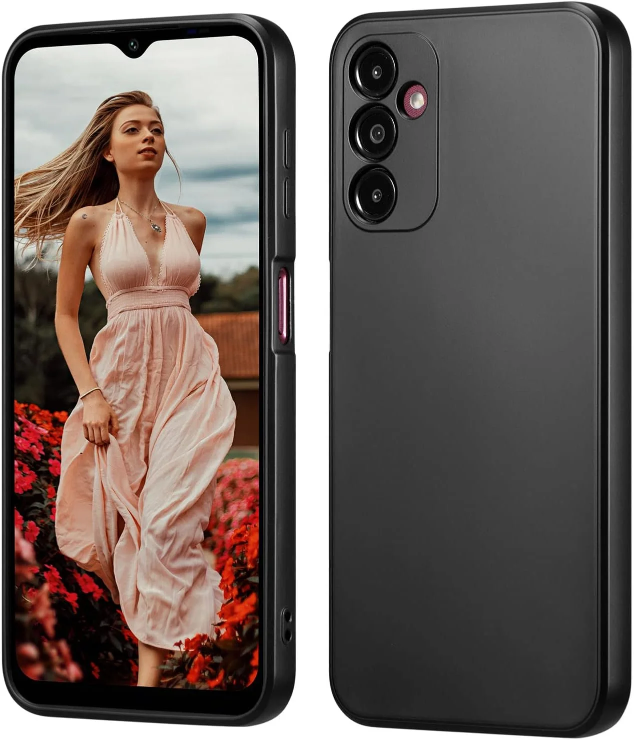 قاب سیلیکونی مایع باریک UEEBAI برای گوشی سامسونگ گلکسی A14 5G، قاب محافظ تمام بدنه گوشی مقاوم در برابر ضربه با پوشش لاستیکی نرم و فوق العاده نازک میکروفیبر ضد خش - مشکی