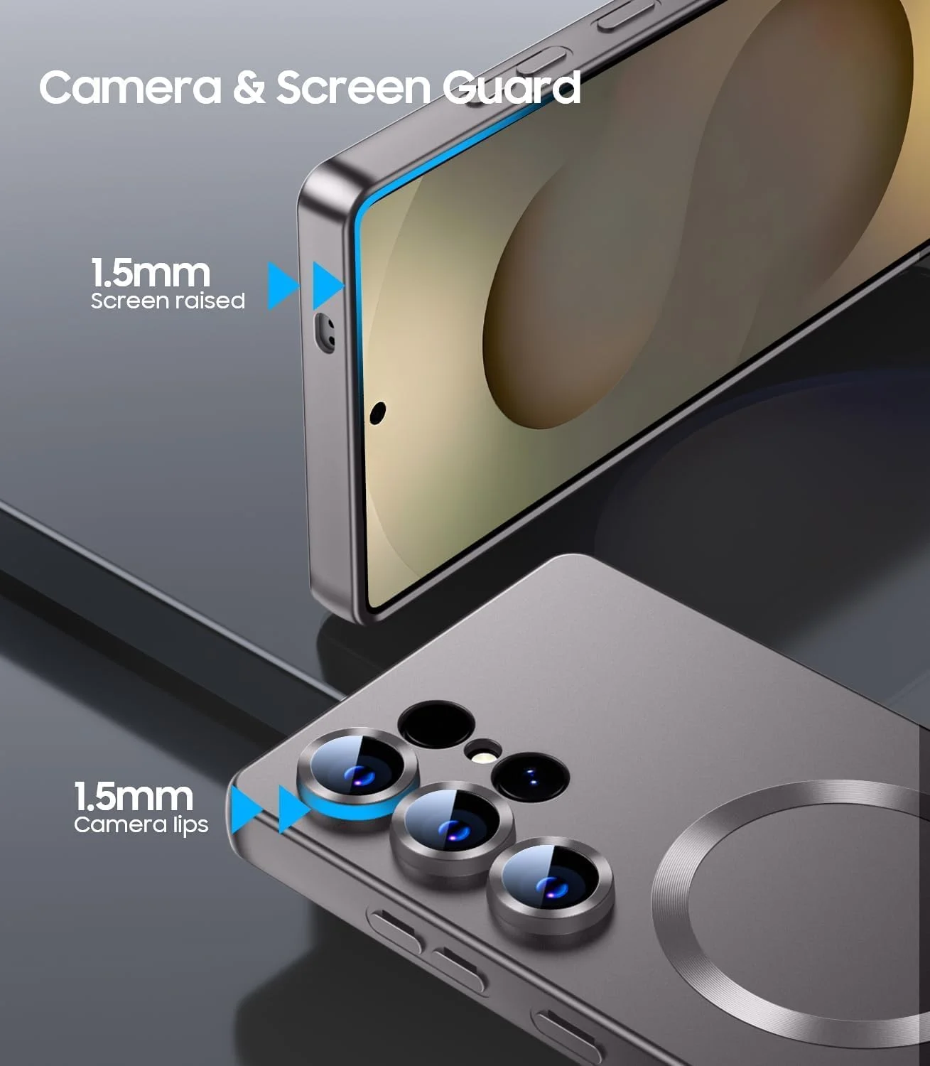 قاب مغناطیسی گوشی سامسونگ گلکسی S23 Ultra 5G، سازگار با Mag-Safe، کاور سیلیکونی باریک و محافظ لنز دوربین داخلی، ضد ضربه، خاکستری