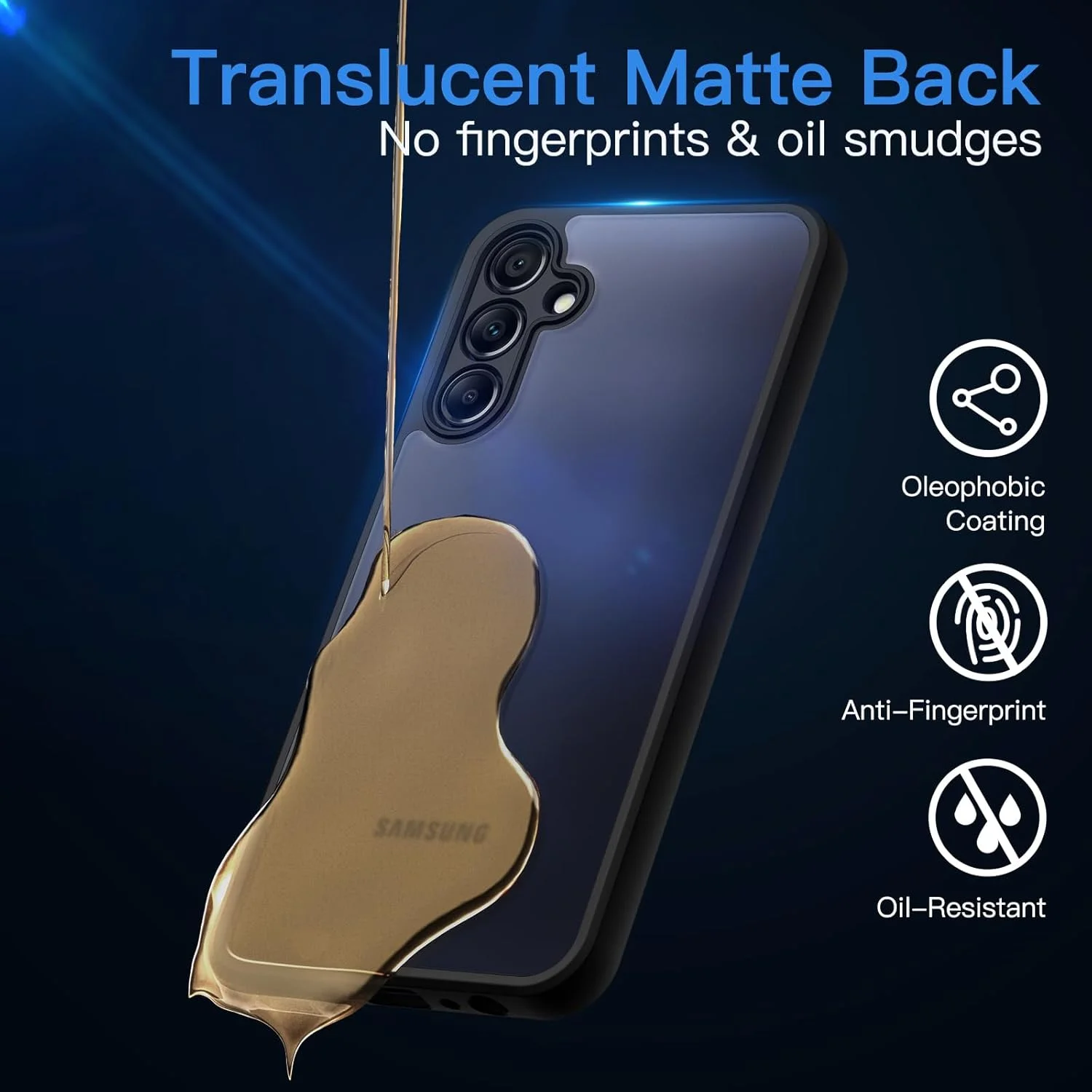 کاور مات JETech برای گوشی سامسونگ گلکسی A25 5G سایز 6.5 اینچ با محافظت ارتقا یافته دوربین، کاور محافظ گوشی ضد ضربه با پشت مات نیمه شفاف (مشکی)