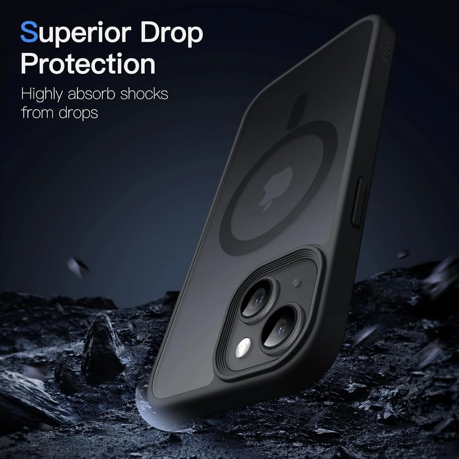 کاور آهنربایی JETech برای آیفون 15 6.1 اینچی سازگار با MagSafe، پشت مات نیمه شفاف، کاور باریک ضد ضربه (مشکی)