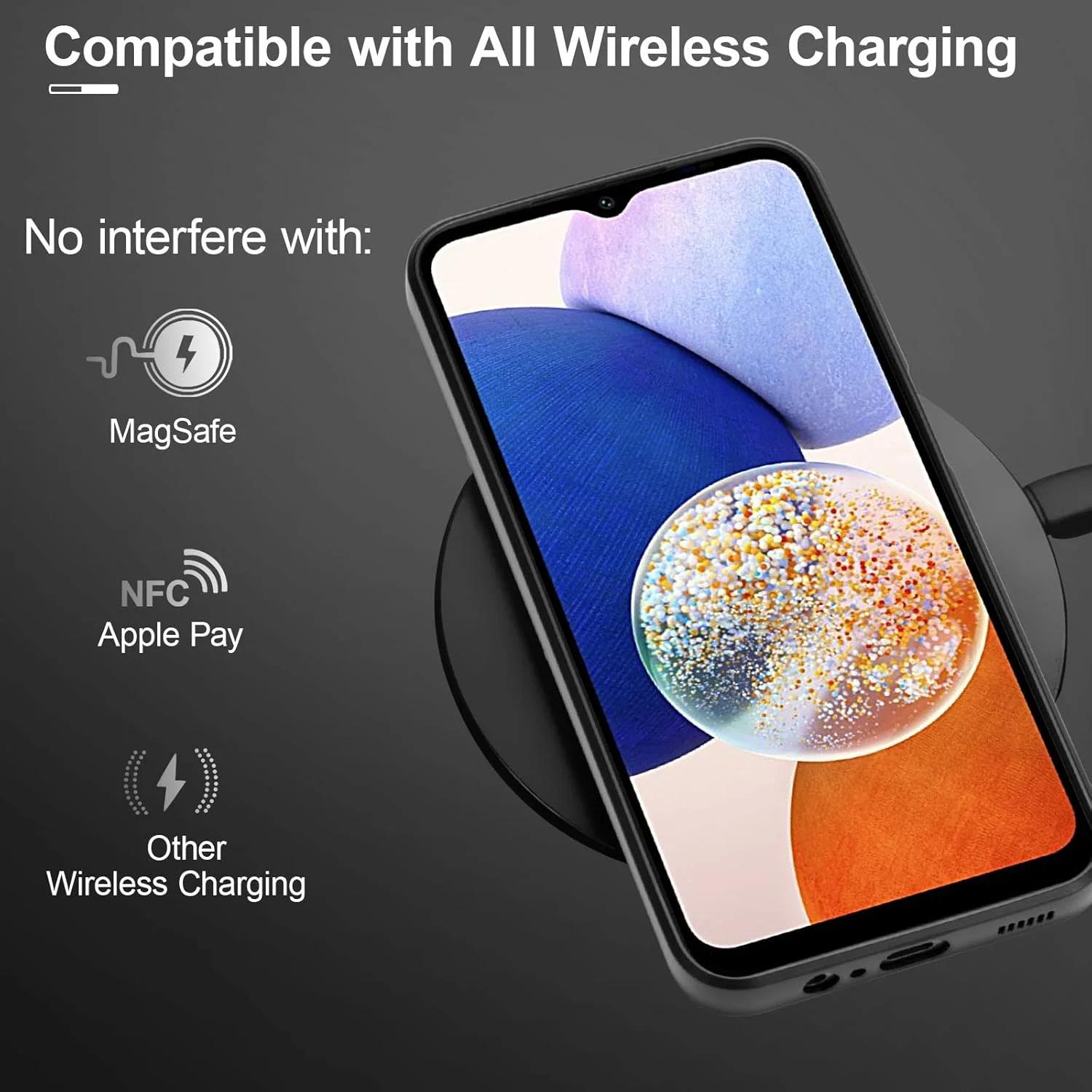 قاب سیلیکونی مایع باریک UEEBAI برای گوشی سامسونگ گلکسی A14 5G، قاب محافظ تمام بدنه گوشی مقاوم در برابر ضربه با پوشش لاستیکی نرم و فوق العاده نازک میکروفیبر ضد خش - مشکی