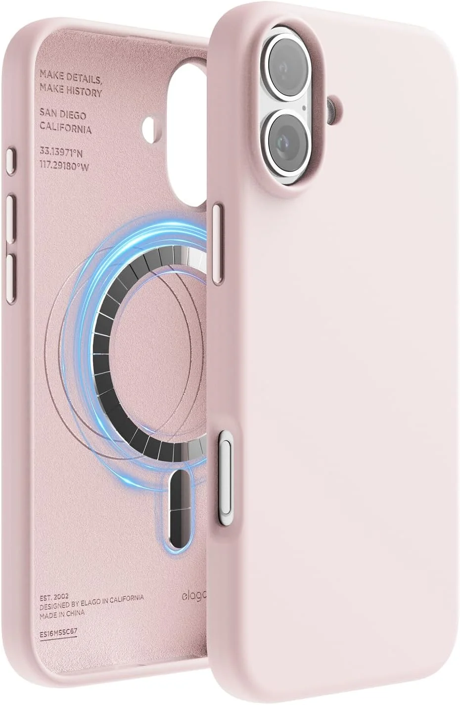 قاب سیلیکونی مایع مغناطیسی الاگو مناسب برای آیفون 16 پلاس، سازگار با MagSafe، ضد ضربه - صورتی دوست داشتنی