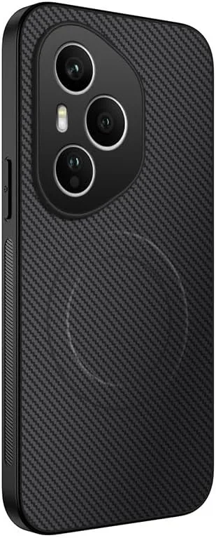 قاب گوشی آنر 400 پرو: چرم فیبر کربنی و زره مغناطیسی - ضد ضربه نظامی - پوشش کامل لنز، ضد اثر انگشت، مناسب کار (مشکی)