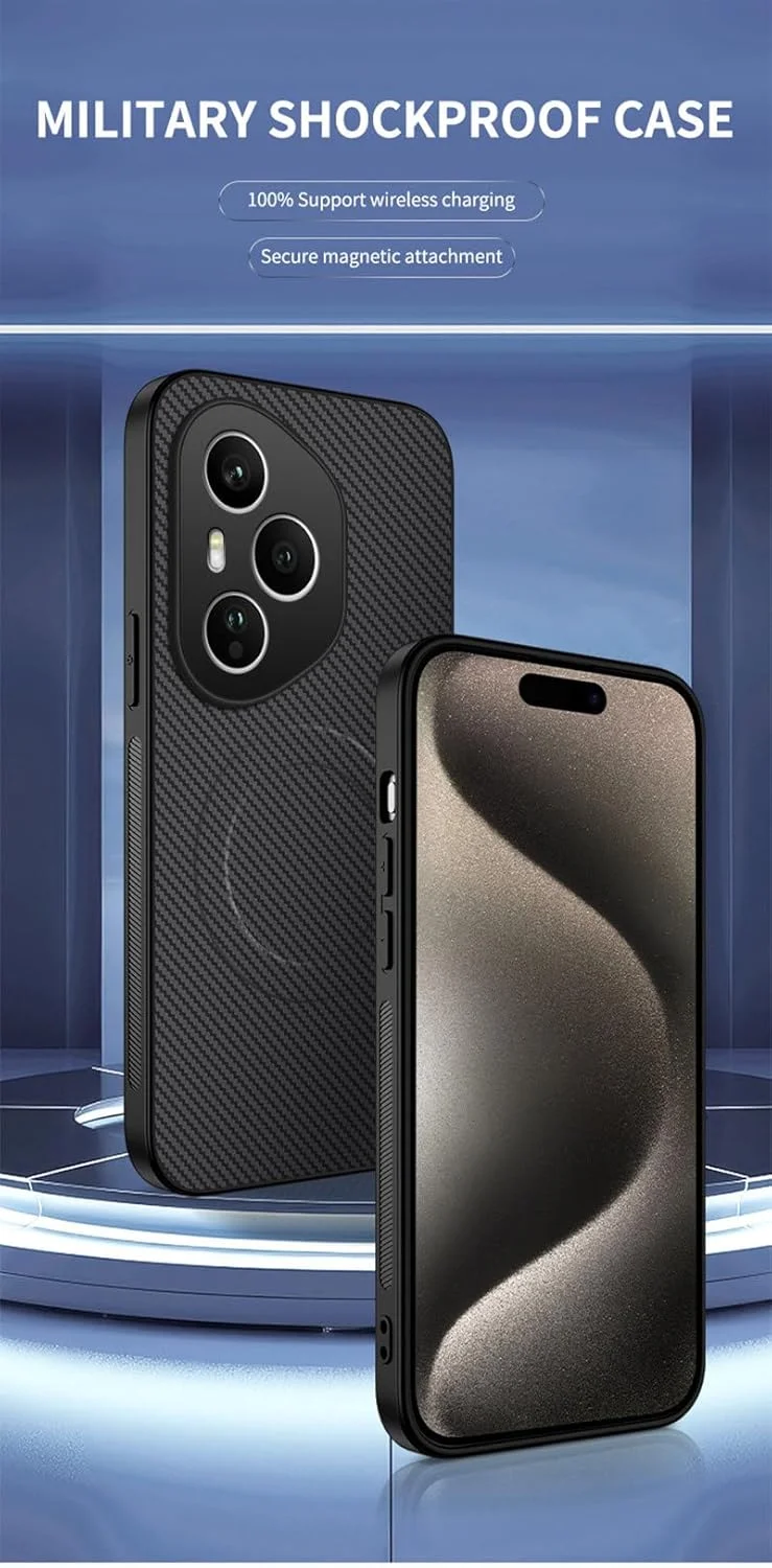 قاب گوشی آنر 400 پرو: چرم فیبر کربنی و زره مغناطیسی - ضد ضربه نظامی - پوشش کامل لنز، ضد اثر انگشت، مناسب کار (مشکی) قاب گوشی آنر 400 پرو: چرم فیبر کربنی و زره مغناطیسی - ضد ضربه نظامی - پوشش کامل لنز، ضد اثر انگشت، مناسب کار (مشکی)