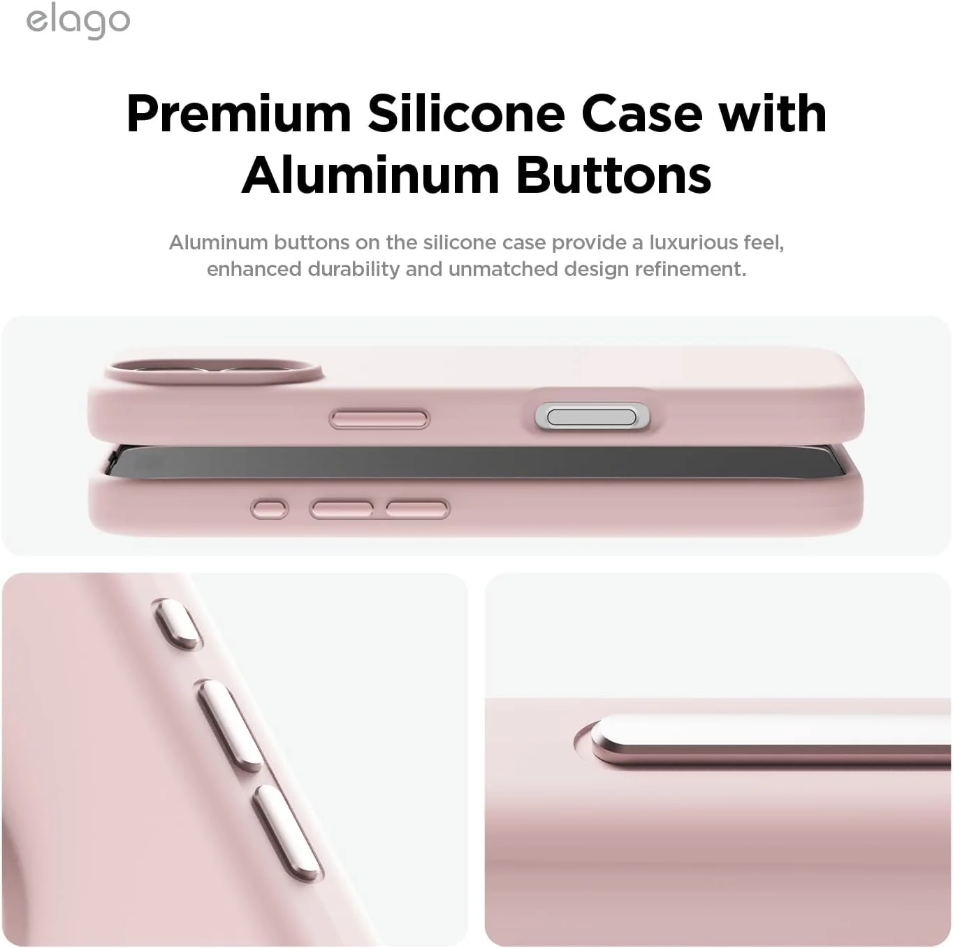 قاب سیلیکونی مایع مغناطیسی الاگو مناسب برای آیفون 16 پلاس، سازگار با MagSafe، ضد ضربه - صورتی دوست داشتنی