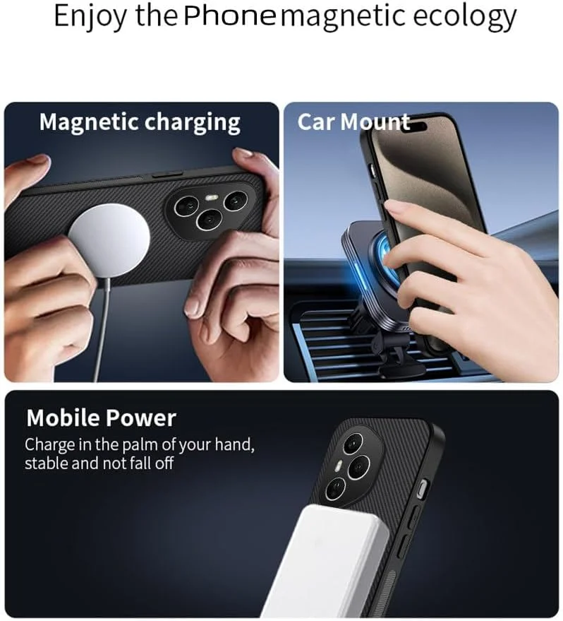 قاب گوشی آنر 400 پرو: چرم فیبر کربنی و زره مغناطیسی - ضد ضربه نظامی - پوشش کامل لنز، ضد اثر انگشت، مناسب کار (مشکی) قاب گوشی آنر 400 پرو: چرم فیبر کربنی و زره مغناطیسی - ضد ضربه نظامی - پوشش کامل لنز، ضد اثر انگشت، مناسب کار (مشکی)