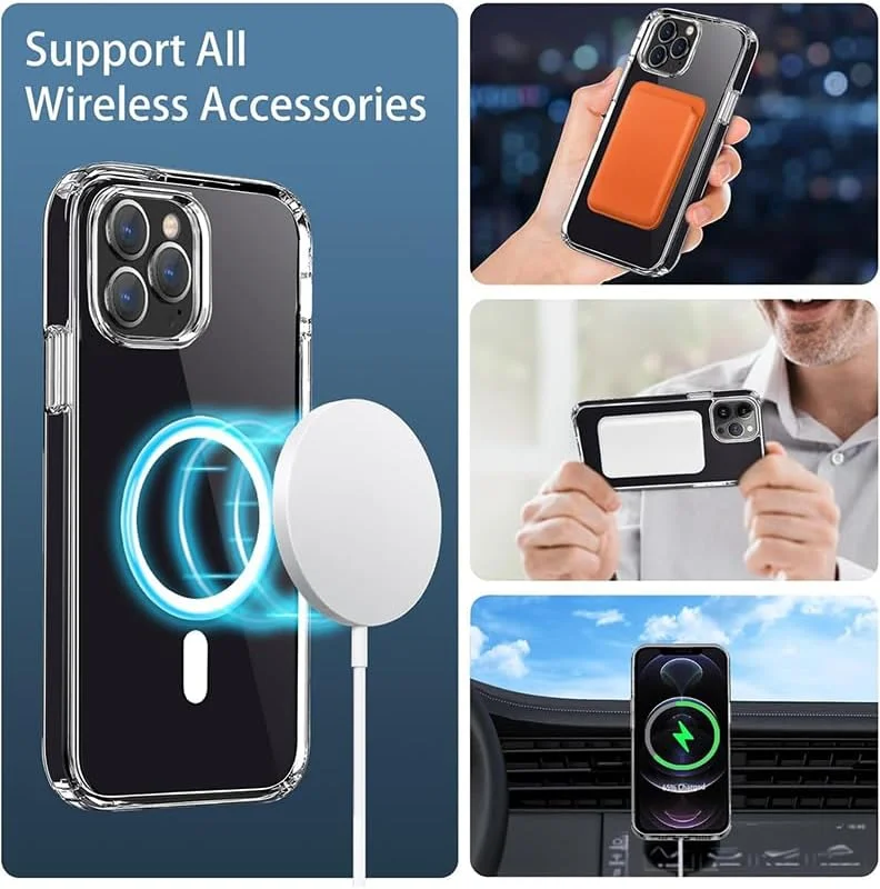 قاب محافظ شفاف پریمیوم مگ‌سیف برای آیفون 12/12 پرو [سازگار با مگ‌سیف] ضد زردی، باریک و شفاف، پوشش محافظ مغناطیسی برای آیفون 12/12 پرو 6.1 اینچ 2020