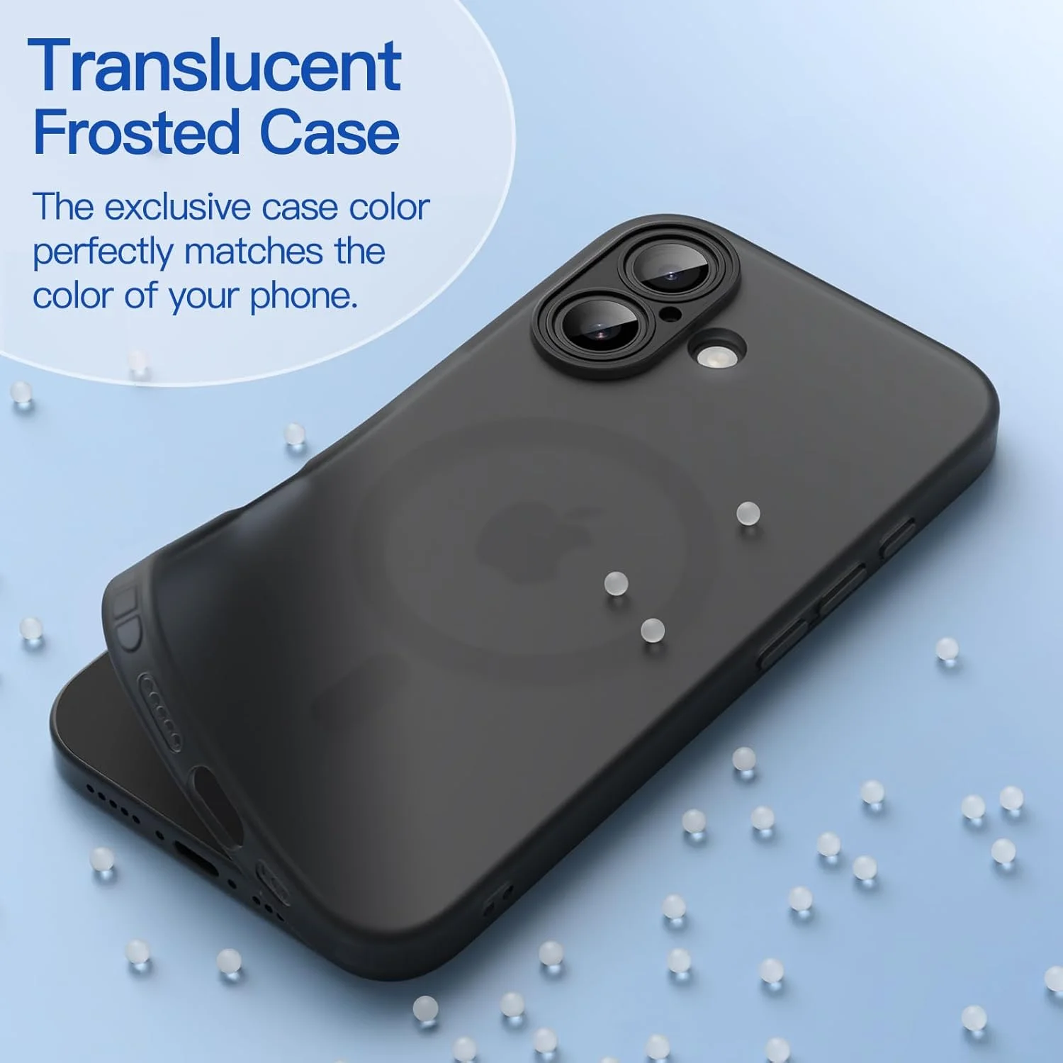 کاور مات JETech برای آیفون ۱۶ (۶.۱ اینچ)، سازگار با MagSafe، ضد زردی و ضد اثر انگشت، کاور گوشی نرم و نیمه شفاف TPU ضد ضربه (مشکی)