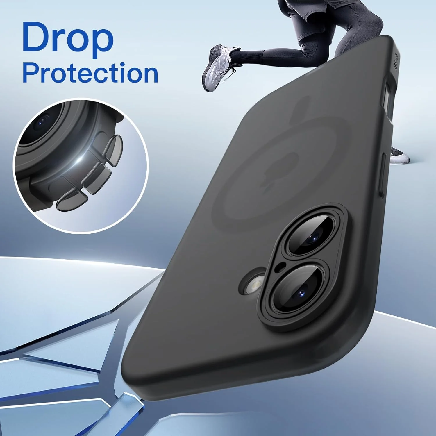 کاور مات JETech برای آیفون ۱۶ (۶.۱ اینچ)، سازگار با MagSafe، ضد زردی و ضد اثر انگشت، کاور گوشی نرم و نیمه شفاف TPU ضد ضربه (مشکی)