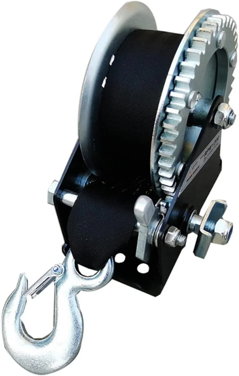 وینچ دستی قفل شونده دو طرفه، ابزار بالابر نصب شده در ارتفاع بالا، وینچ ابزار بالابر برای قایق بادبانی، تریلر موتور سیکلت (وینچ تسمه ای 12 متری 1200 پوندی)