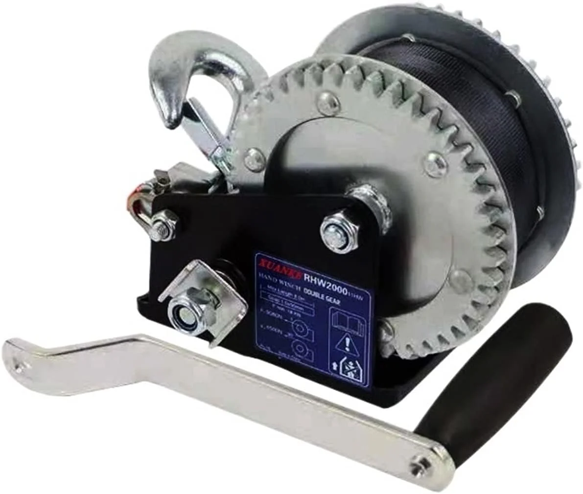 وینچ دستی قفل شونده دو طرفه، ابزار بالابر نصب شده در ارتفاع بالا، وینچ ابزار بالابر برای قایق بادبانی، تریلر موتور سیکلت (وینچ تسمه ای 12 متری 1200 پوندی)