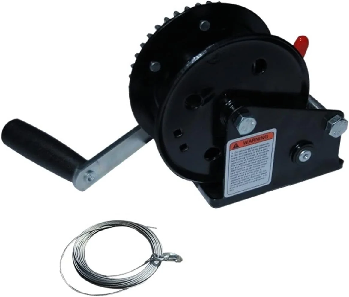 وینچ دستی قفل شونده دو طرفه، ابزار بالابر نصب شده در ارتفاع بالا، وینچ ابزار بالابر برای قایق بادبانی، تریلر موتور سیکلت (وینچ سیم بکسل 20 متری 2000 پوندی)