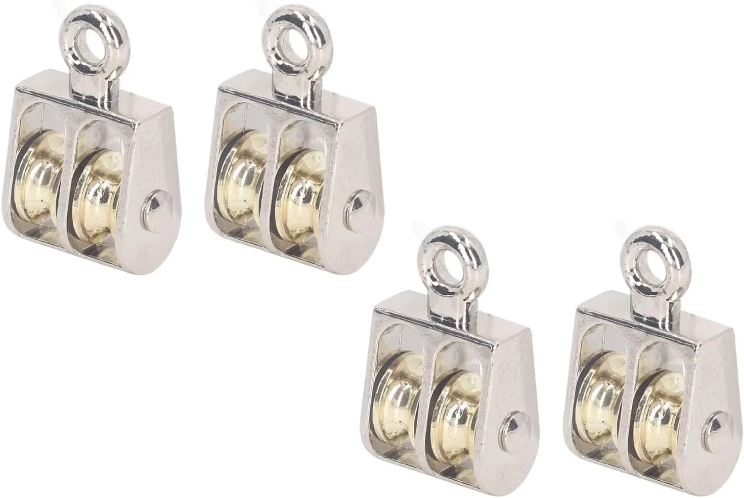 مجموعه قرقره دوبل 4 عددی، قرقره دوبل ساخته شده از آلیاژ روی، قابل حمل برای کاربردهای بالابری داخلی و خارجی، شارژ روان با