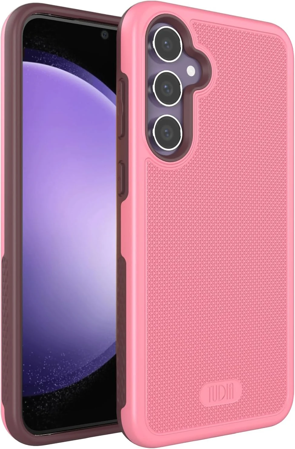 کاور محافظ دوگانه TUDIA مدل DualShield Grip مناسب برای گوشی سامسونگ گلکسی S23 FE (سال 2023)، [MergeGrip] کاور محافظ بادوام و مقاوم در برابر ضربه با دو لایه و طراحی باریک (صورتی دودی، مدل پایه)