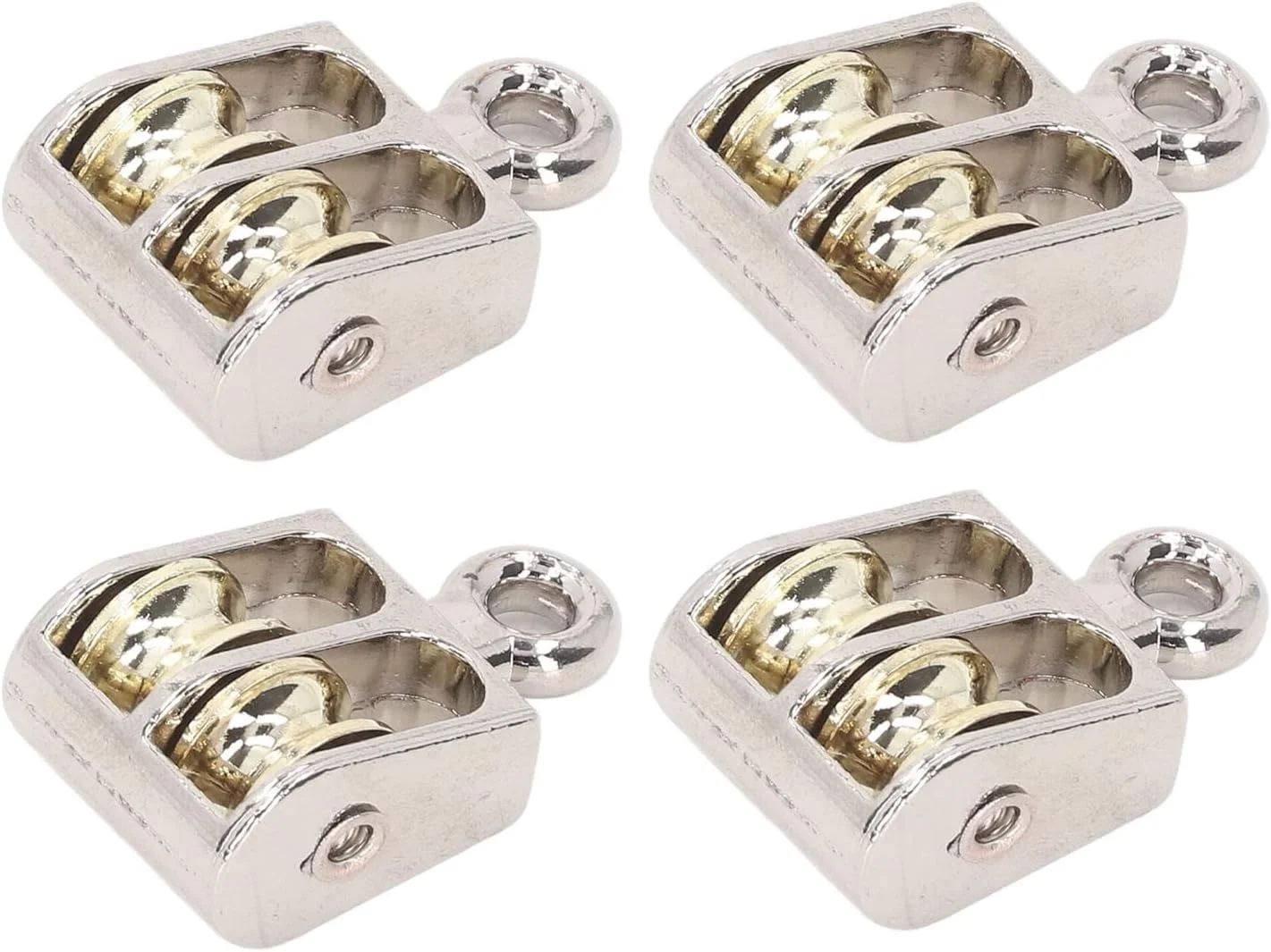 مجموعه قرقره دوبل 4 عددی، قرقره دوبل ساخته شده از آلیاژ روی، قابل حمل برای کاربردهای بالابری داخلی و خارجی، شارژ روان با