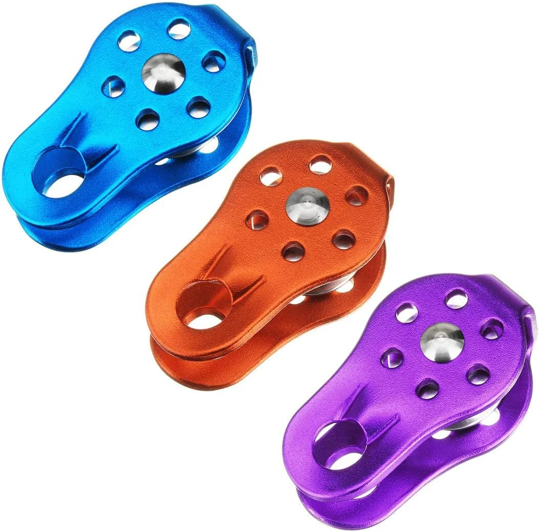 قرقره طناب ثابت زیپ لاین 26KN/2600KG با کارابین تجهیزات سنگ نوردی (رنگ: آبی)