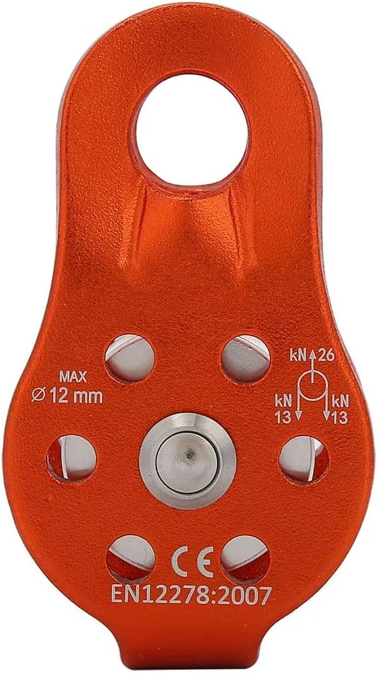 قرقره تک چرخشی طناب با آلیاژ آلومینیوم 26KN برای طناب 12 میلی متری (نارنجی) قرقره چرخشی تکی قرقره صعود قرقره صعود قرقره چرخ قرقره قرقره چرخ