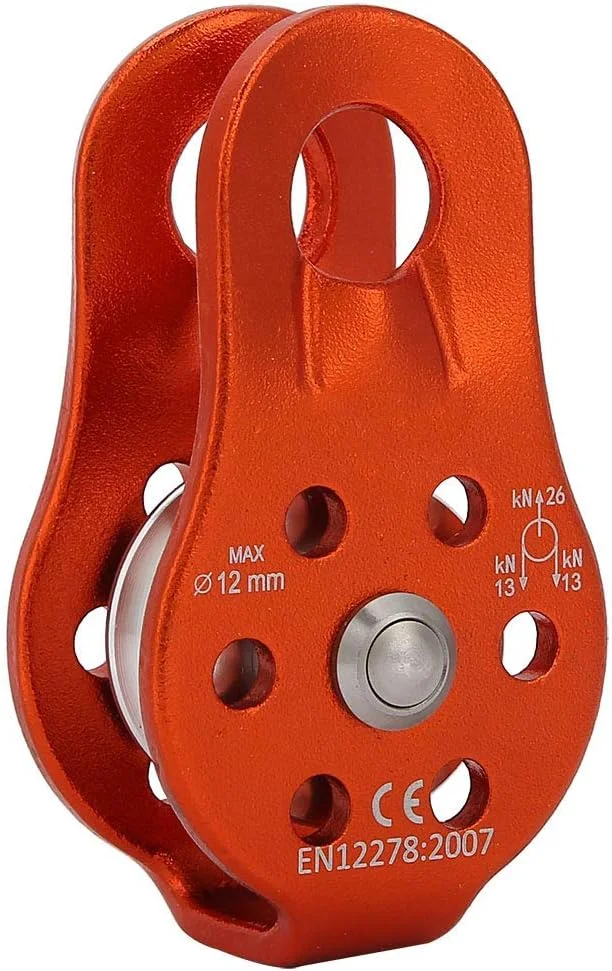 قرقره تک چرخشی طناب با آلیاژ آلومینیوم 26KN برای طناب 12 میلی متری (نارنجی) قرقره چرخشی تکی قرقره صعود قرقره صعود قرقره چرخ قرقره قرقره چرخ