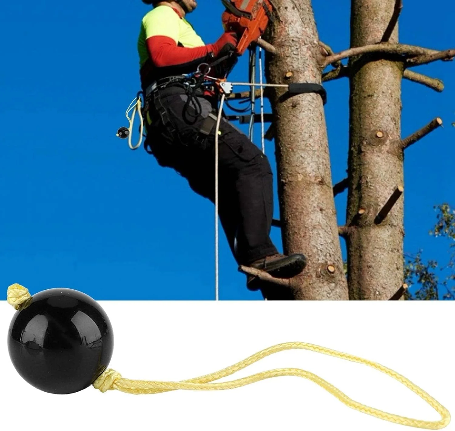 توپ بازیابی درخت نوردی، توپ های صعود، توپ بازیابی درخت نوردی، محافظ اصطکاک به سبک راهنما، با طناب پرتاب متصل، قطر 29 میلی متر، برای درختان