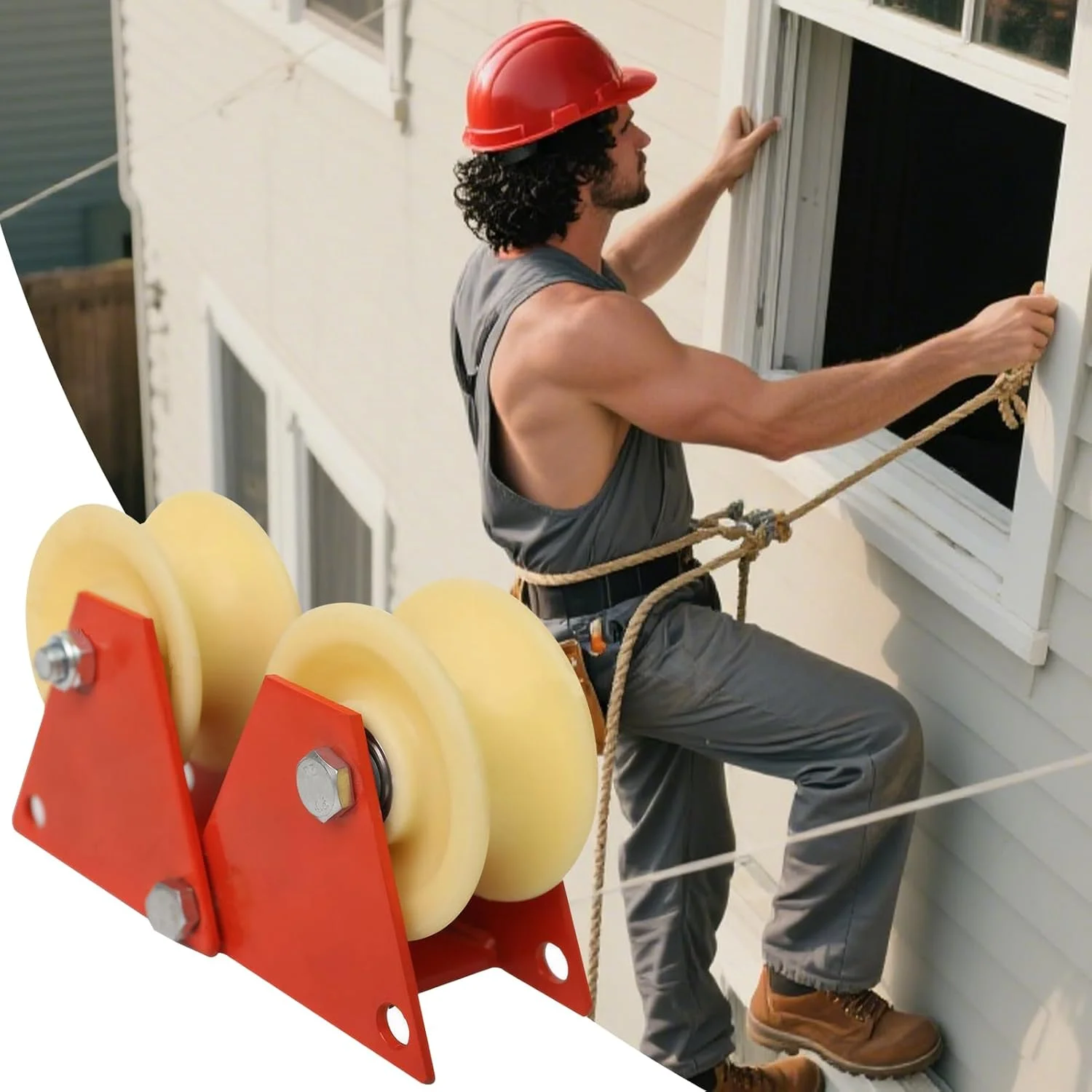 قرقره طناب گوشه، چرخ بالابر طناب گوشه دیواری ضد سایش، ابزار ایمنی جمع کننده طناب سنگین برای دکوراسیون منزل، بهبود خانه، فعالیت های خارج از منزل، سایت های ساختمانی