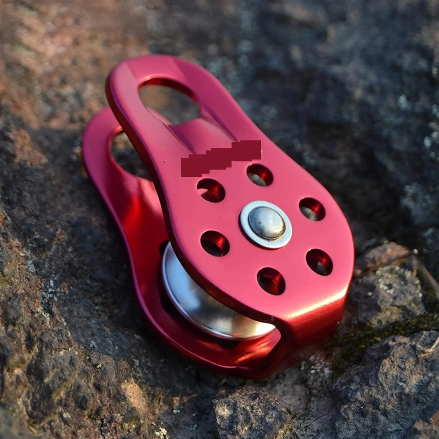 قرقره صخره نوردی ARGUESB، قرقره تک تسمه ای صفحه جانبی ثابت، ابزار بقا در فضای باز، تجهیزات پیمایش در ارتفاع بالا (آبی تیره)