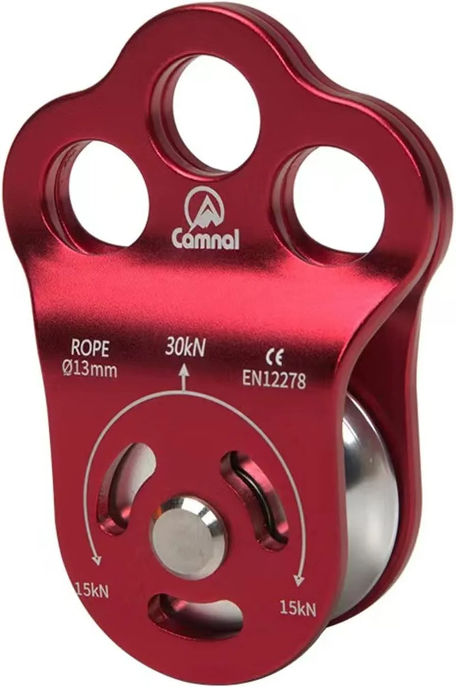 قرقره صعود 30KN سه سوراخه بلبرینگ تک قرقره برای طناب 13 میلی متری، صخره نوردی، کاربردهای نجات، ورزش های زیپ لاین و غیره