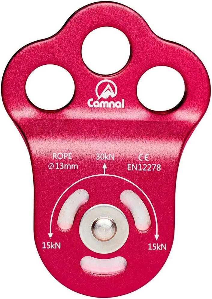 قرقره صعود 30KN سه سوراخه بلبرینگ تک قرقره برای طناب 13 میلی متری، صخره نوردی، کاربردهای نجات، ورزش های زیپ لاین و غیره