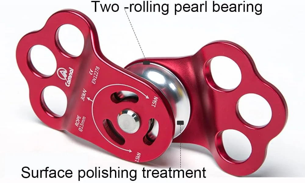 قرقره صعود 30KN سه سوراخه بلبرینگ تک قرقره برای طناب 13 میلی متری، صخره نوردی، کاربردهای نجات، ورزش های زیپ لاین و غیره