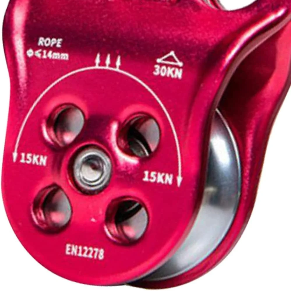 قرقره صعود 30KN سه سوراخه با بلبرینگ دوبل، قرقره صعود سنگ نوردی برای طناب 14 میلی متری، صعود سنگ، کاربردهای نجات، ورزش های زیپ لاین و غیره