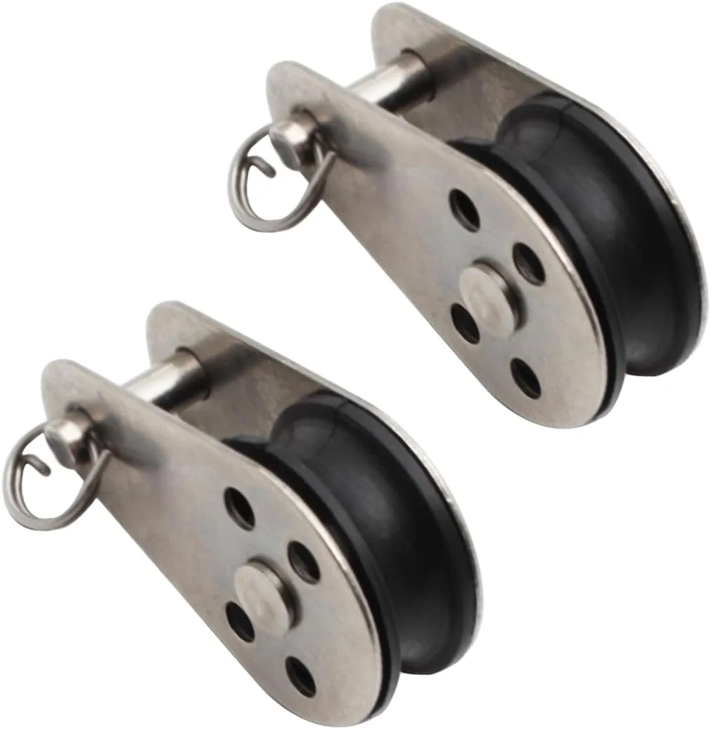 AYVRUOP دو عدد قرقره قایقرانی، قرقره پین جداشدنی سنگین، قرقره بدنسازی استیل 304، قرقره بالابر برای کایاک، کانو، کارخانه ها، ساختمان ها