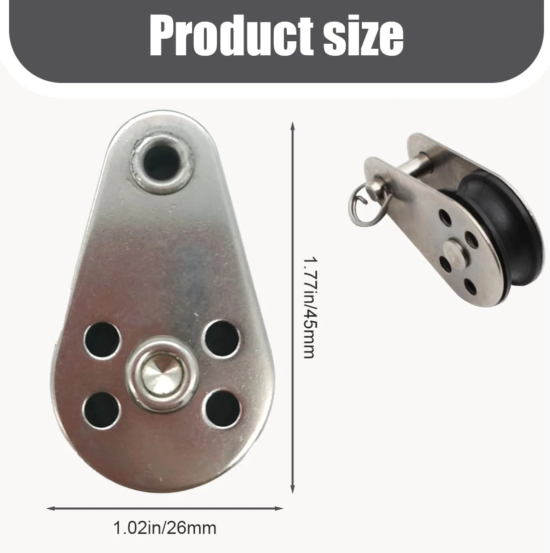 AYVRUOP دو عدد قرقره قایقرانی، قرقره پین جداشدنی سنگین، قرقره بدنسازی استیل 304، قرقره بالابر برای کایاک، کانو، کارخانه ها، ساختمان ها