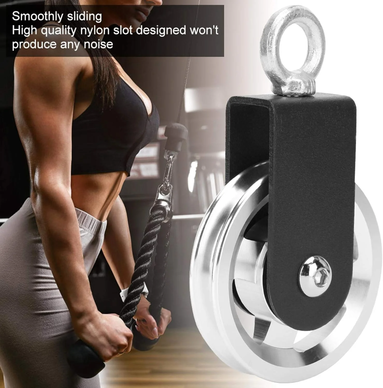 تجهیزات تمرین عضلات سه سر بازو باناپوی، قرقره، آهن، مقاوم در برابر سایش، ضد زنگ، قرقره براکت تجهیزات تناسب اندام، مناسب برای کار در فضای باز، تناسب اندام خانگی برای دیوار و چوب