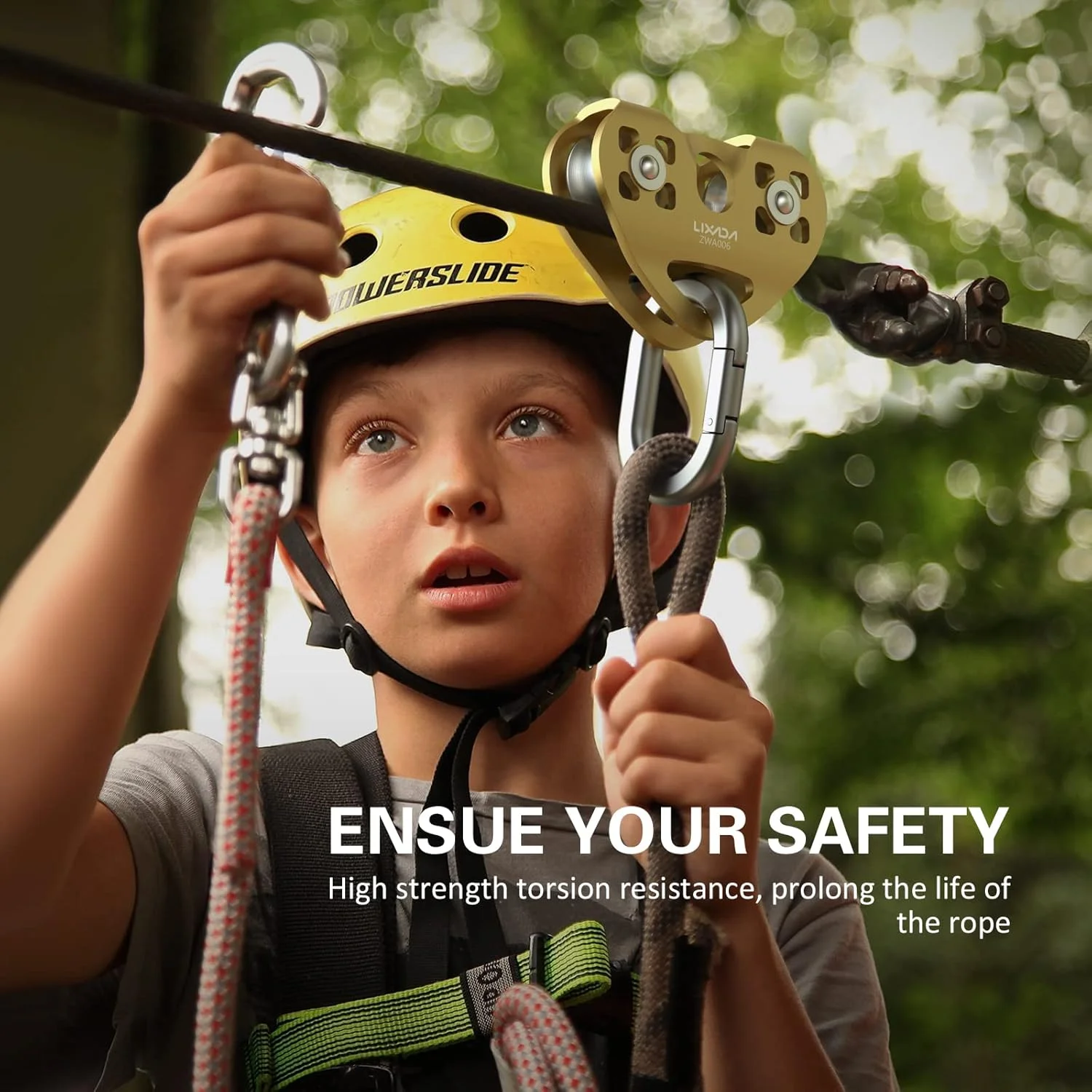 قرقره زیپ لاین LIXADA 30KN قرقره دوبل سرعت تاندم برای کابل های با ضخامت های مختلف، مناسب برای زیپ لاین حیاط خلوت، کشیدن، تجهیزات و اهداف تجاری، تحمل وزن تا 3048 کیلوگرم