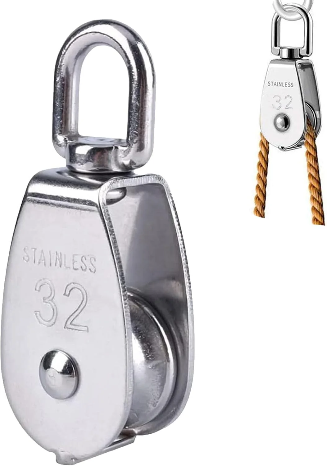 تک قرقره، قرقره استیل ضد زنگ ورزشی، قرقره، قرقره استیل ضد زنگ، قرقره برای طناب های داخلی و خارجی، ظرفیت بار 250 کیلوگرم