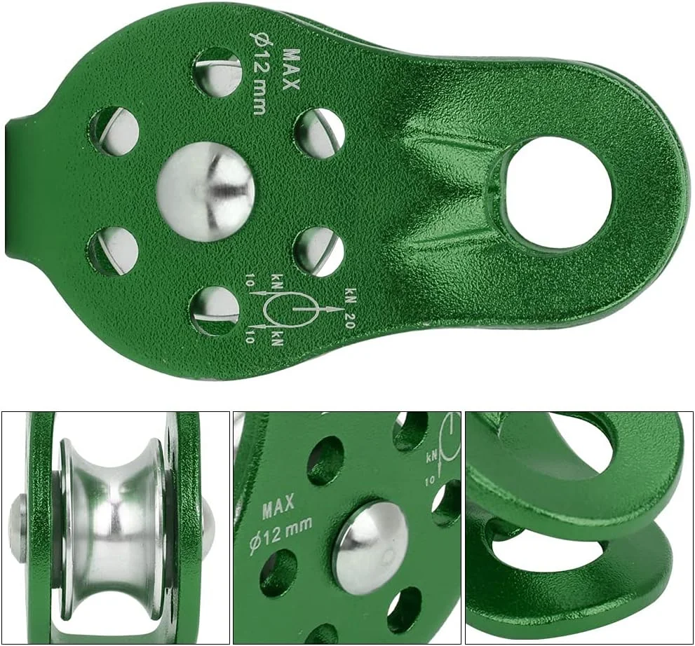 قرقره نجات BTER، قرقره طناب بادوام و مقاوم برای صخره نوردی، کار در ارتفاع، کوهنوردی در فضای باز و نجات (سبز)